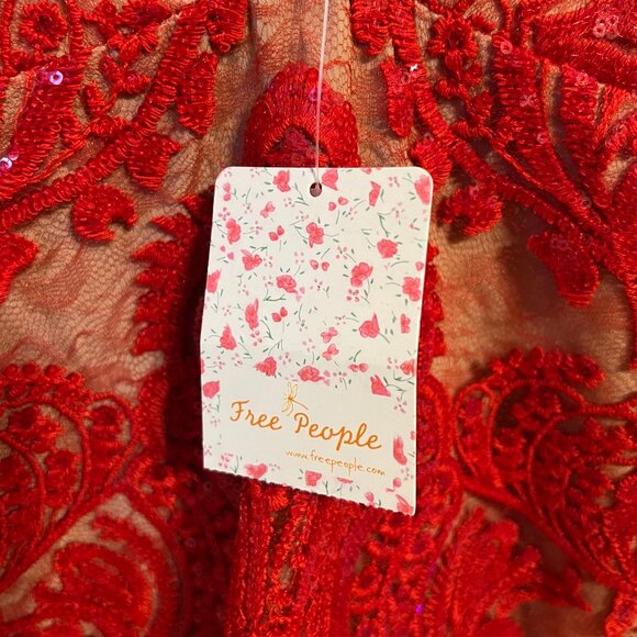 Free People Night Shimmer Mini Red Sequin Dress Women's Size 6 - Picture 5 of 9